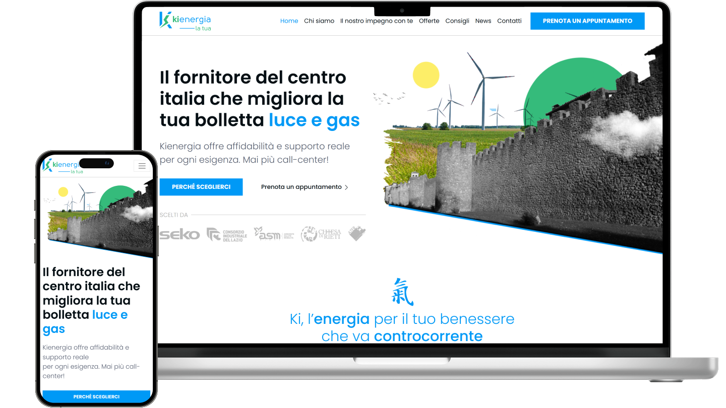 Screenshot landing page Kienergia
